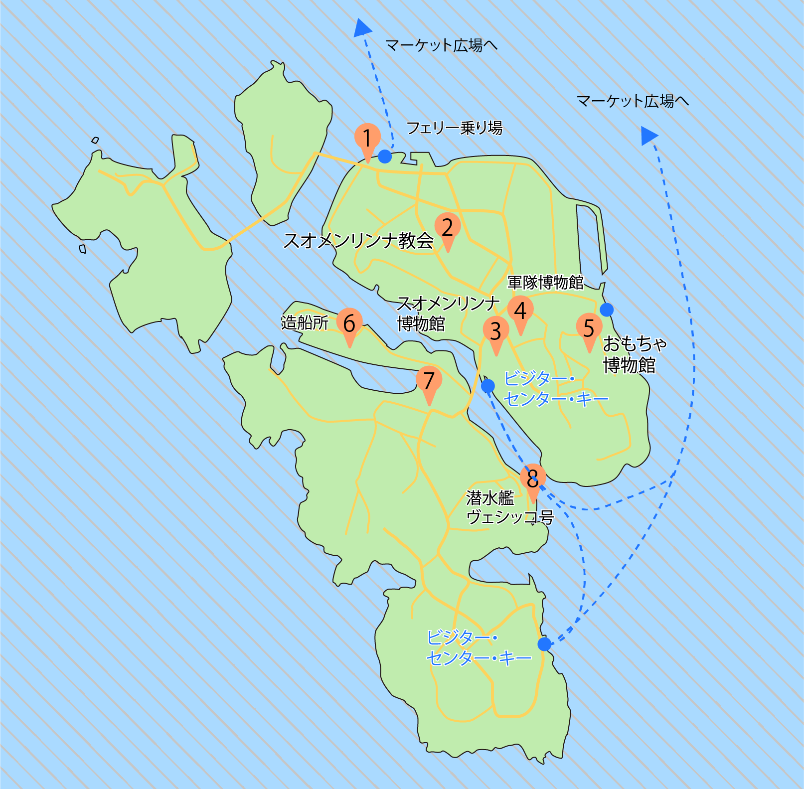スオメンリンナ島の地図
