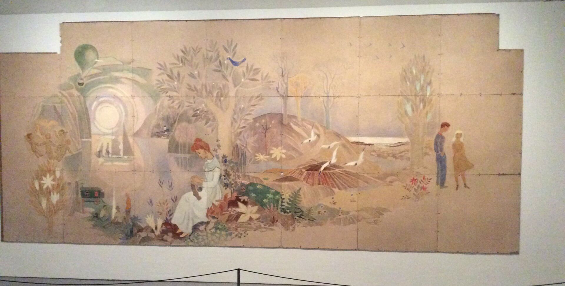 壁画「遊び」の隣に飾られていた作品。これまでのトーベ作品に共通する淡いタッチと独特の世界観が描かれている